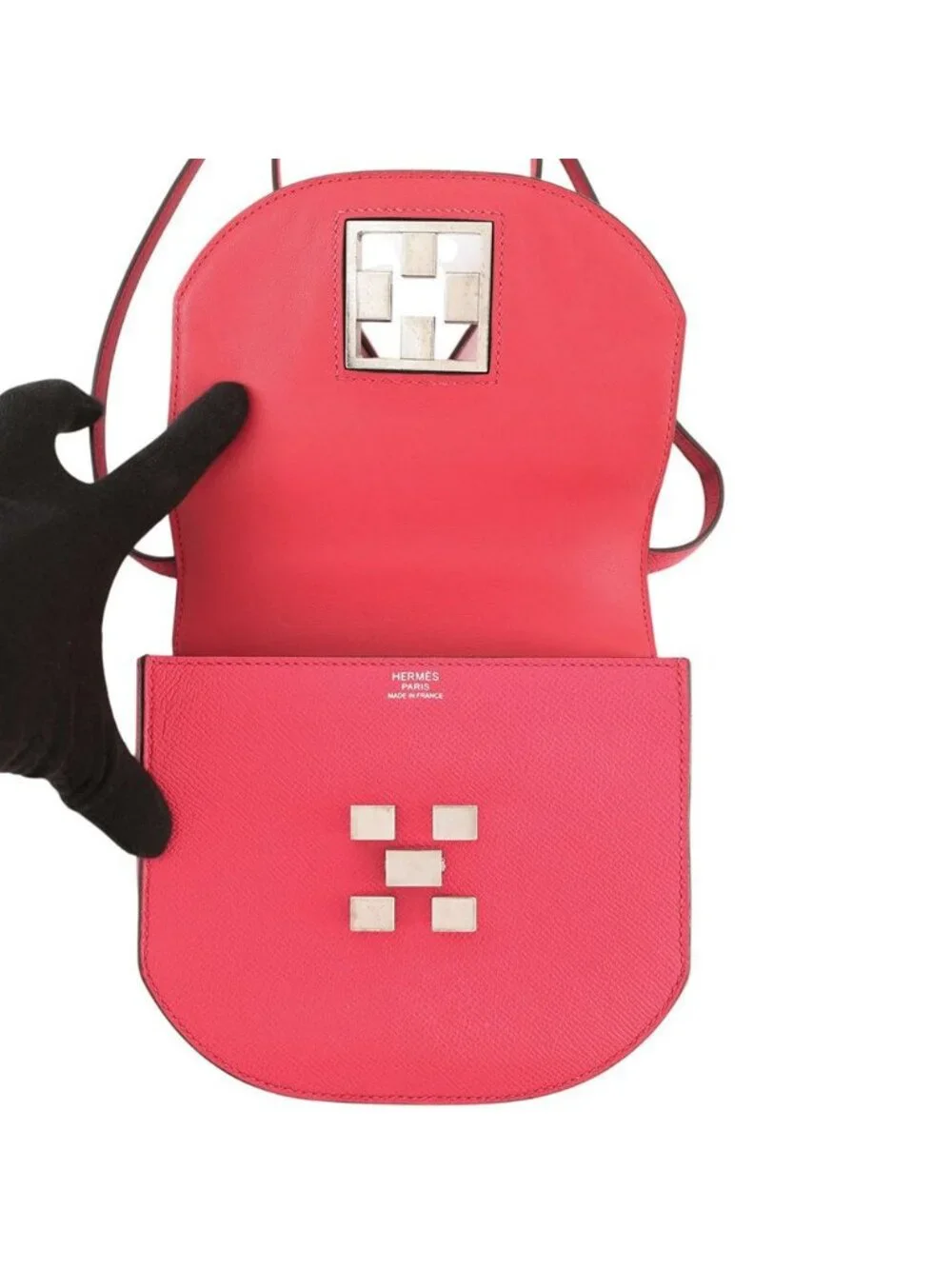 Hermes Shoulder Bag Mosaic Van Quatre Rose Silver Epsom